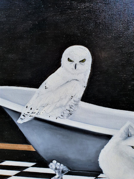 Snowy, Lady Lisa and Red in the Bathroom