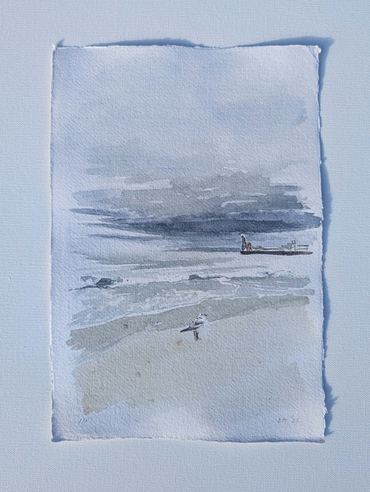 Watercolour painting of Bournemouth Beach, by Daniela Militaru