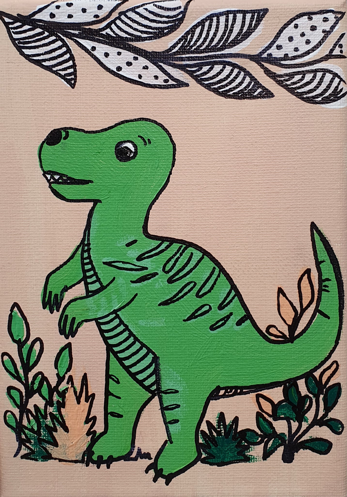 Natalie The T-Rex - Acrylic Painting